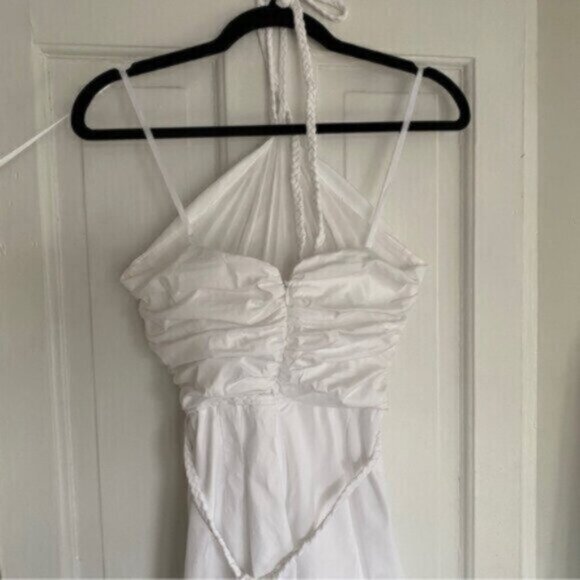 Veronica Beard White Tucker Ruched Halter Midi Dress - Picture 6 of 14